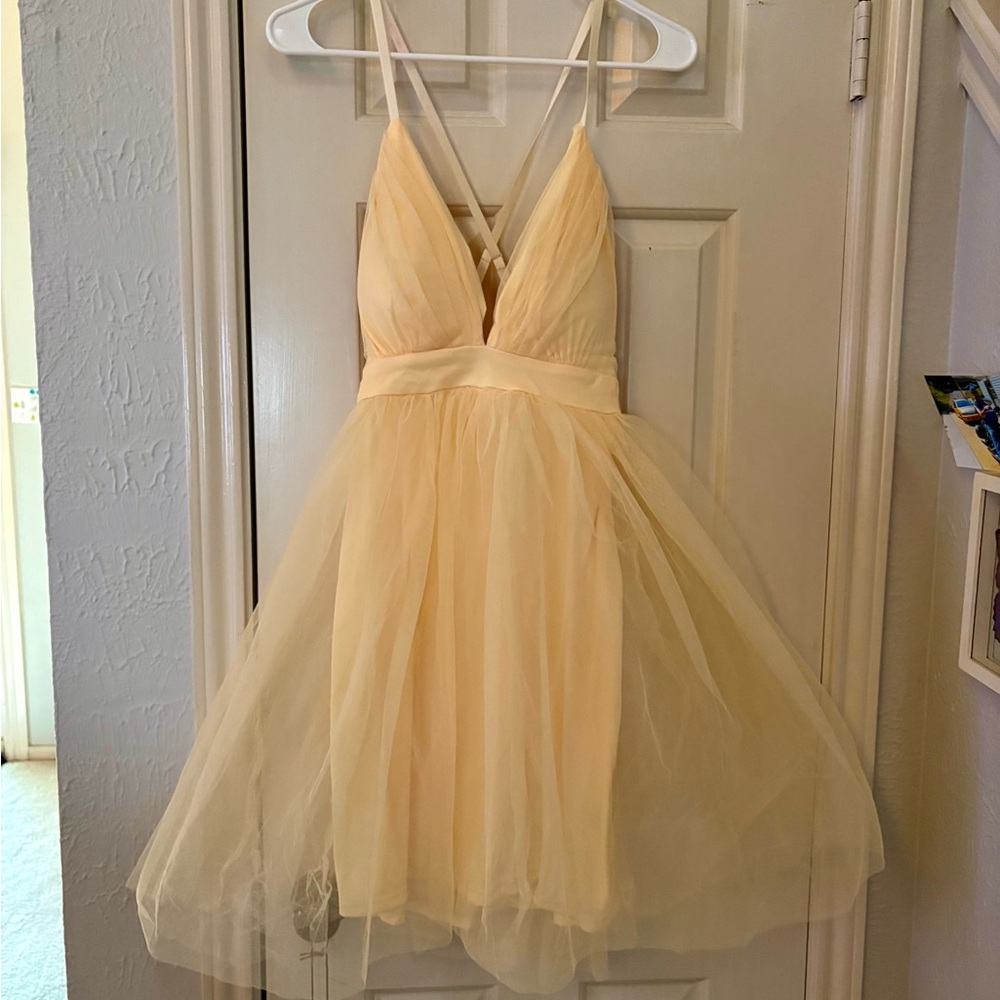 Haute Monde Soft Yellow Tulle Dress